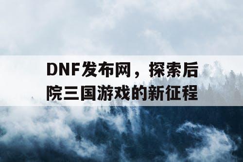 DNF发布网，探索后院三国游戏的新征程