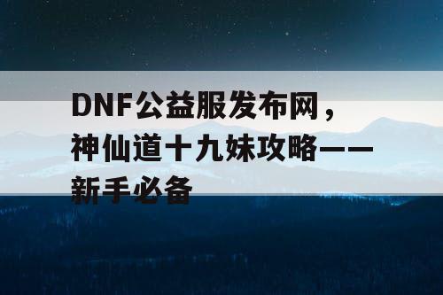 DNF公益服发布网，神仙道十九妹攻略——新手必备