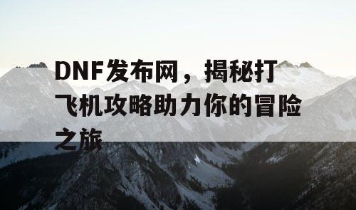 DNF发布网，揭秘打飞机攻略助力你的冒险之旅